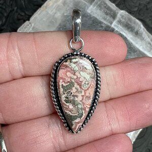 Pyrite Included Rhodochrosite Pendant Crystal Stone Jewelry